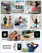 RUIMEN Smart Watch Answer Dial Call,Smart Watches for Women Men 1.85" HD Screen Fitness watch with SpO2 Heart Rate Sleep Monitor Step Counter Waterproof 100+ Sports Mode for Android iOS (2 Bands)