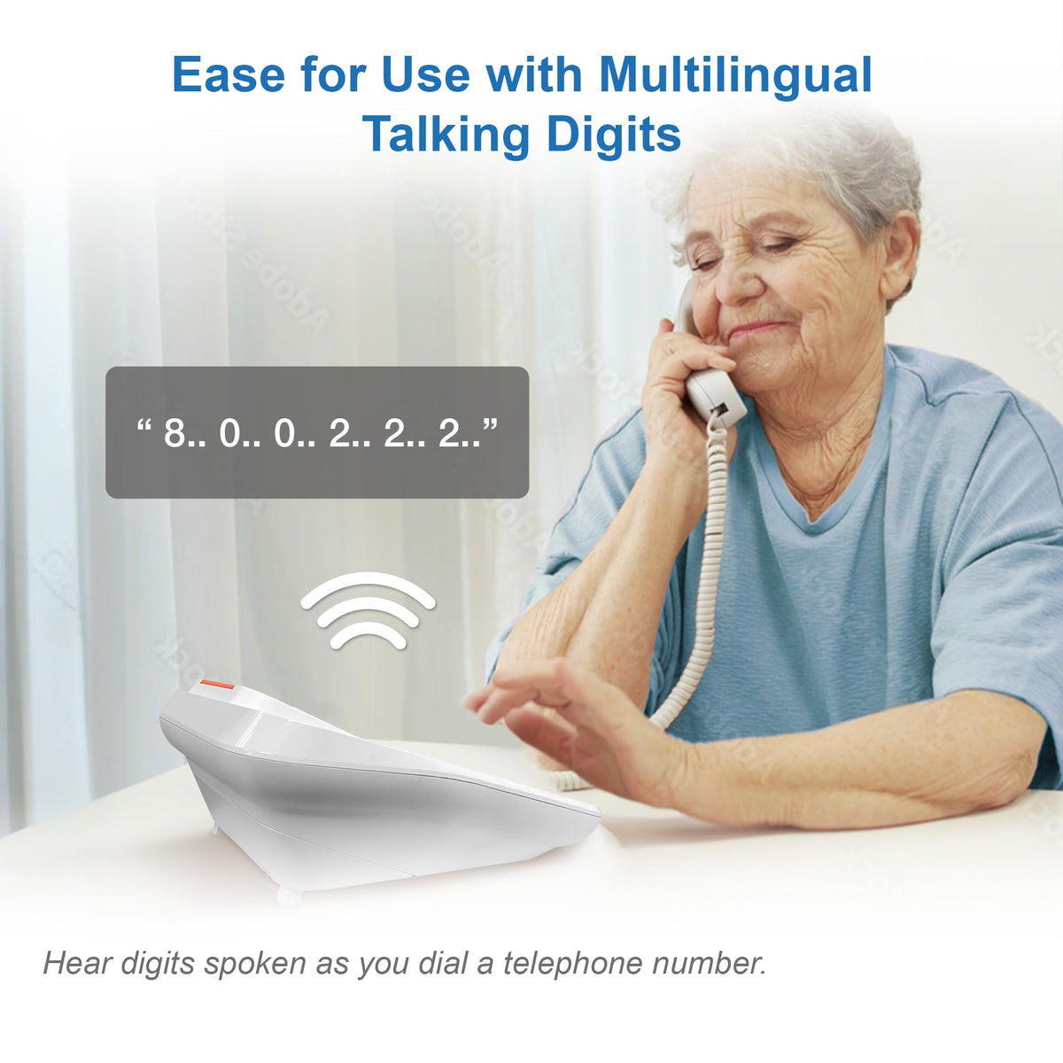Vtech SA3100 Corded Senior Phone for Elderly with High-Contrast Large Buttons,Multilingual Talking Digits,Visual Ringer,Speed Dial,Speakerphone,No AC Power,Earpiece and Speakerphone Volume Control