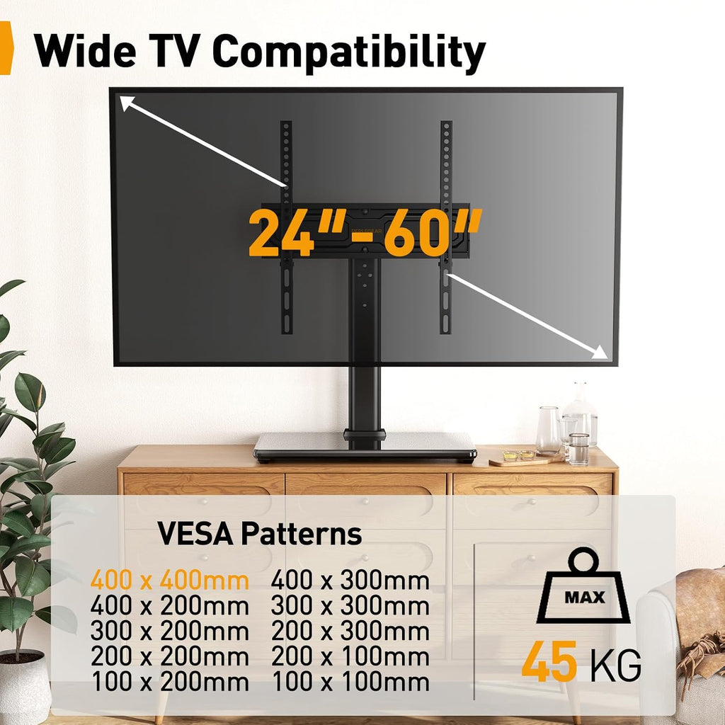 PERLEGEAR Universal Swivel TV Stand for 24-60 inch TVs up to 45kg
