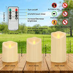Outdoor Flameless Candles, Patented 3D Dual-LED, Set of 2 Slanted Plastic Pillars with Remote, Waterproof Non-Melting Battery Operated Decor for Bathroom Bedroom Gift, Black (D3 x H6)