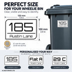 Set of 4 Personalised Wheelie Bin Stickers, Custom Bin Number Stickers with House Number and Street Name, Waterproof Labels for Rubbish and Recycling Bins, Easy Apply, 100 x 150mm (Style - Classic)