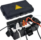 Hrensaw Medium Outdoor Electrical Box(10.6x5.5x4.5inch),Weatherproof Connection Box w/6 Cable Entry,IP54 Waterproof Extension Cord Cover Protect Power Strip,Timer,Plug,Holiday Lights,Black
