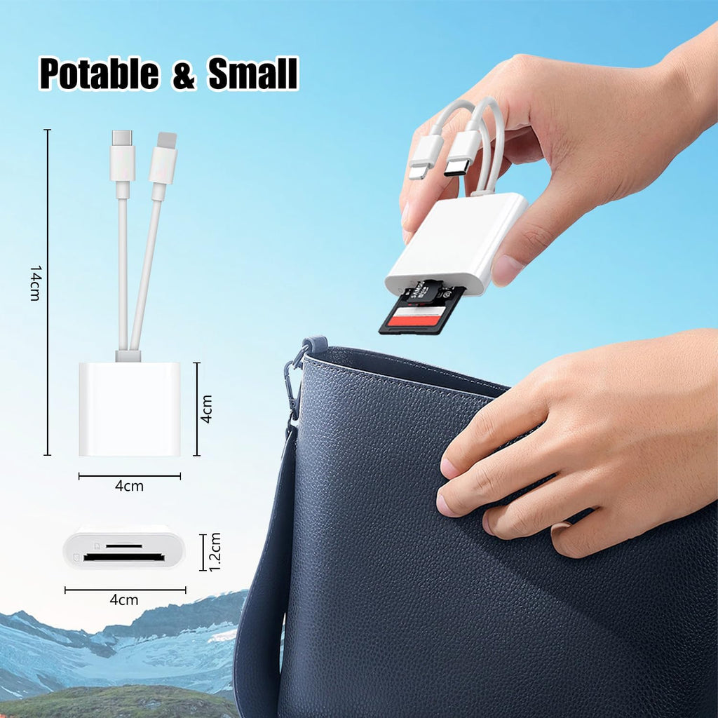 La Brodée SD Card Reader for iPhone iPad, Lightning+USB C Camera Adapter