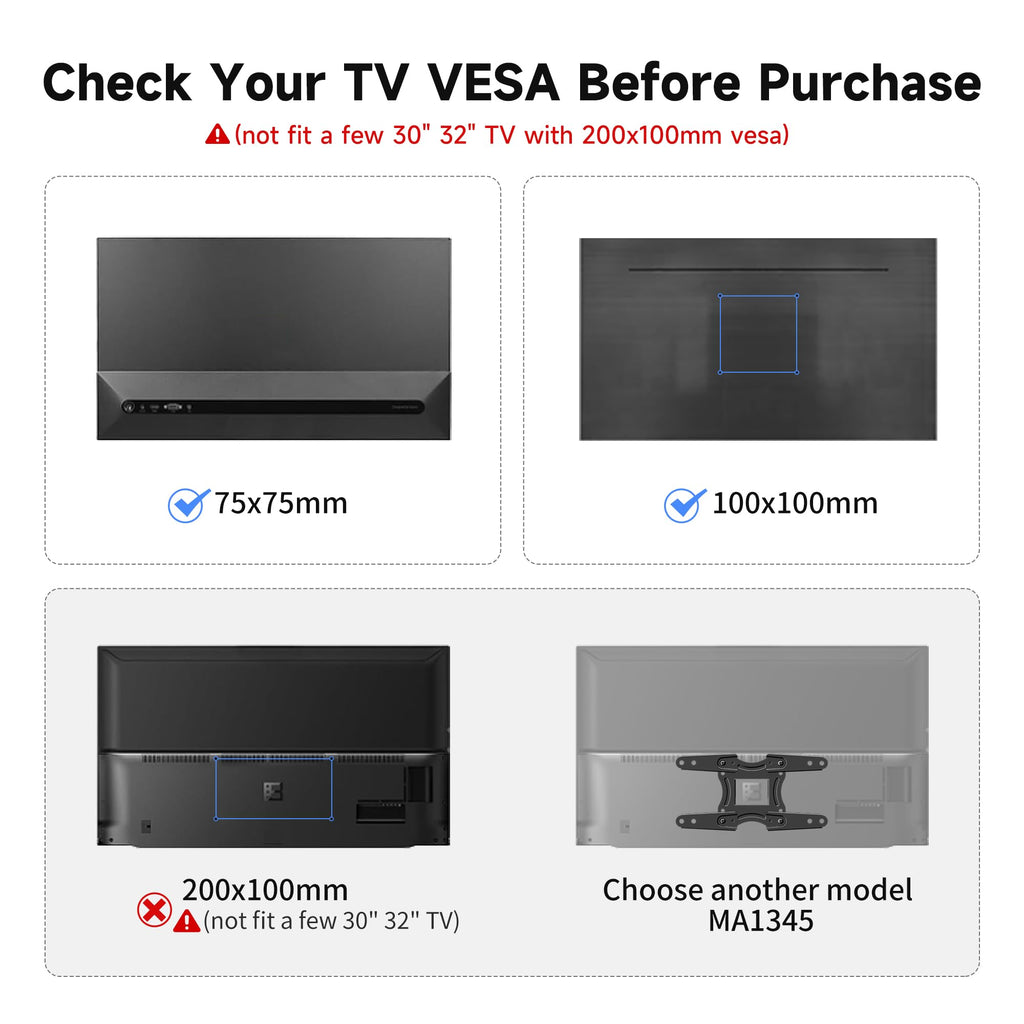 Suptek Full Motion TV Wall Mount Bracket for Most 13-30 inch TVs and Monitors, Flat and Curved TVs up to 28lbs, Tilt Swivel and 16.9 inch Extension, Max VESA 100x100mm, Black, MA2776