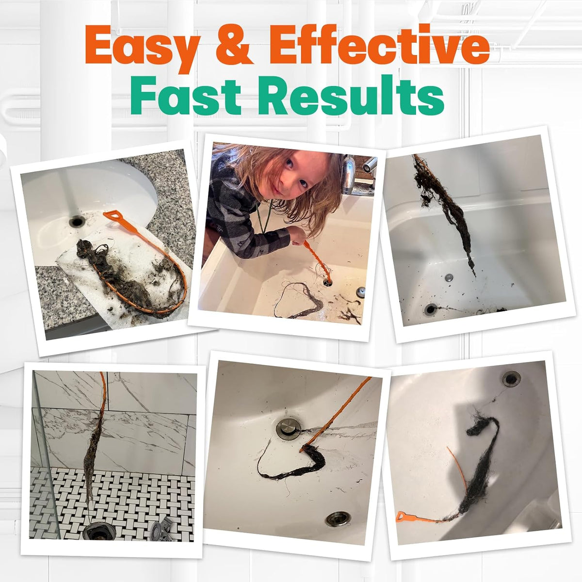 Drain Snake Hair Clog Remover - Shower Sink Unclogger Tool