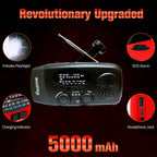 2000mAh Wind Up Solar Radio, Emergency Weather Radio,FM/AM Hand Crank Radio