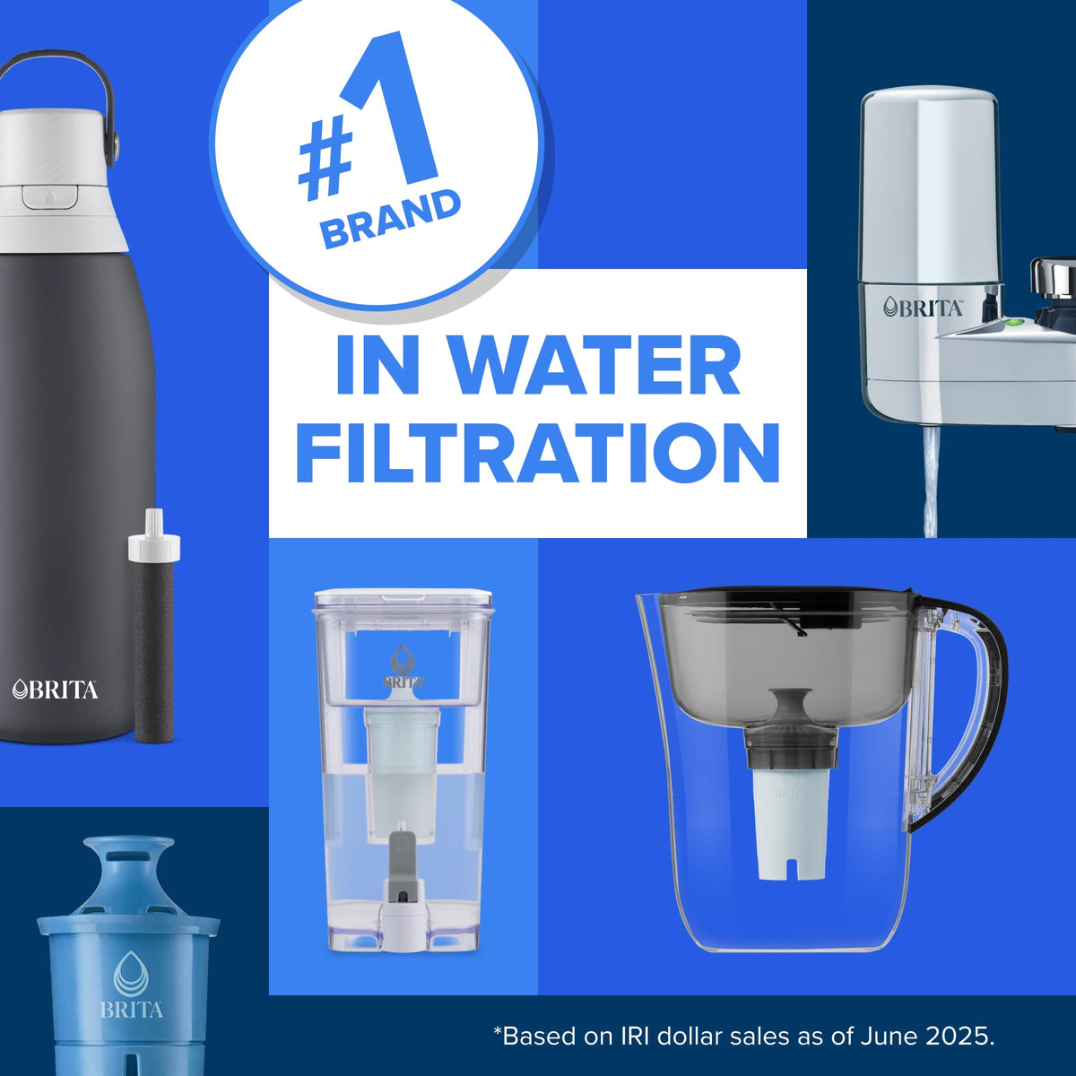 Brita X-Large 27 Cup Water Dispenser, Includes 1 Filter, Black