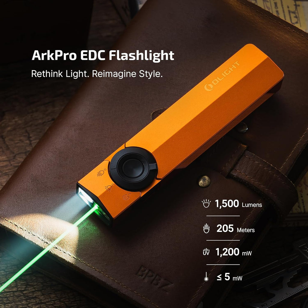 OLIGHT ArkPro EDC Flat Flashlight Rechargeable, Pocket Light, Black CW
