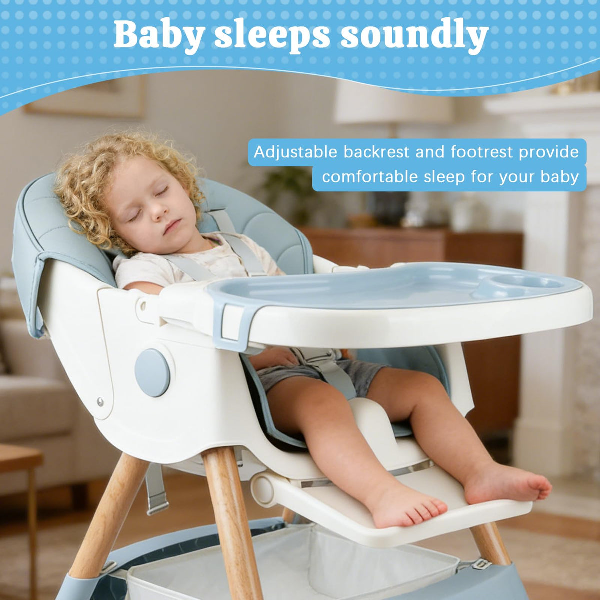 Baby High Chair Foldable Highchair, High Chairs for Babies and Toddlers Adjustable Height & Reclining Seat Detachable Double Tray, Ergonomic Feeding Portable Highchairs for Newborn 6 Months to 5 Years