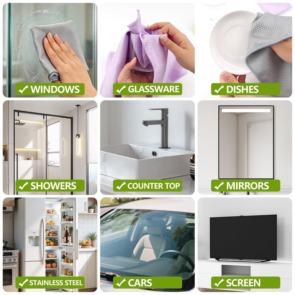 Magic Window Cleaning Cloth Fish Scale Streak Free Cloths – Pack of 6 Towels for Glass Mirrors White