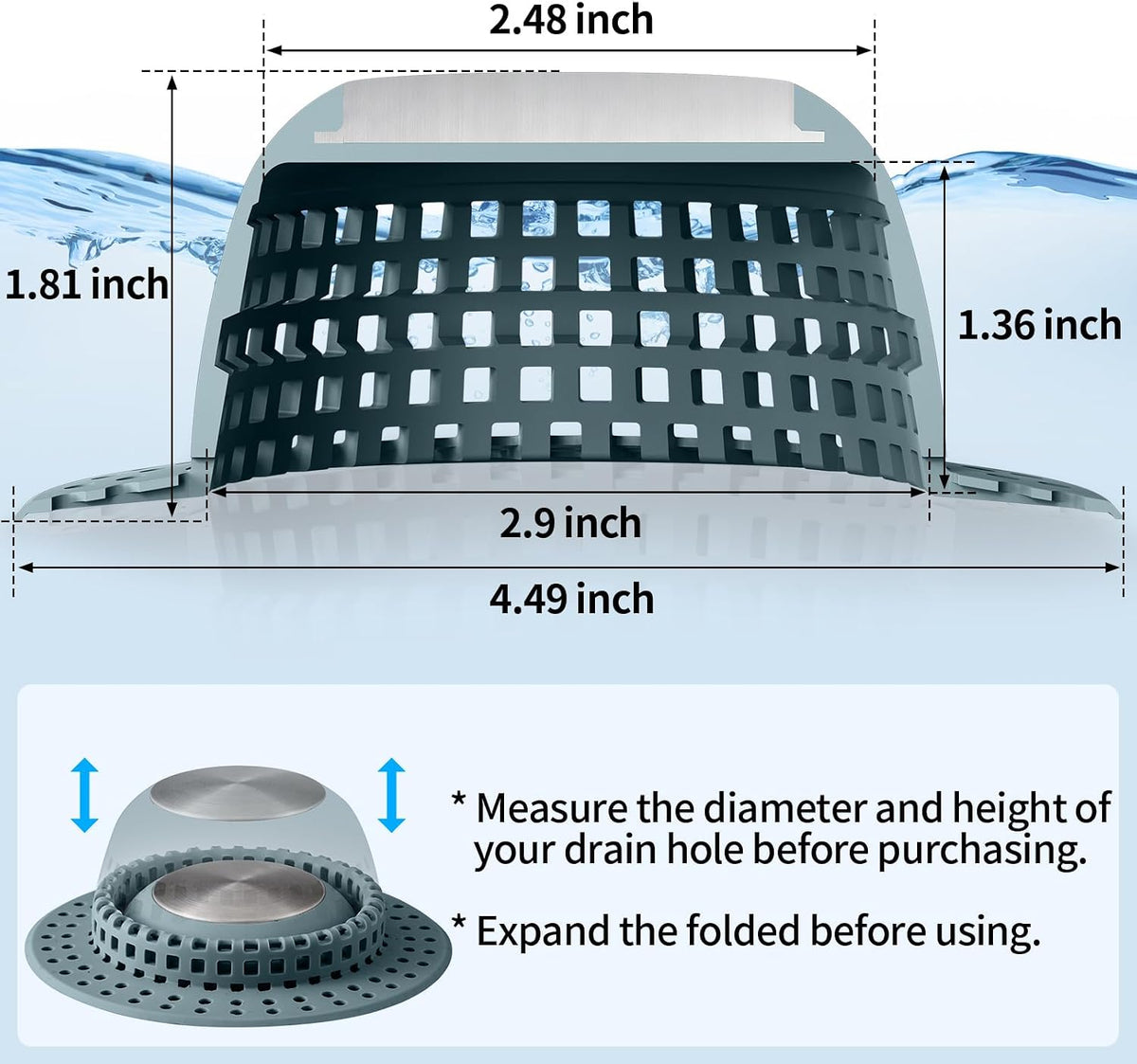 Aluvor Shower Drain Hair Catcher Bathtub Drain Cover Sink Drain Protector