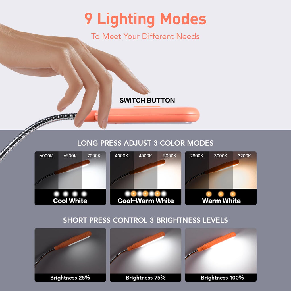 VAVOFO Rechargeable Reading Light, Clip on Book Light for Reading in Bed