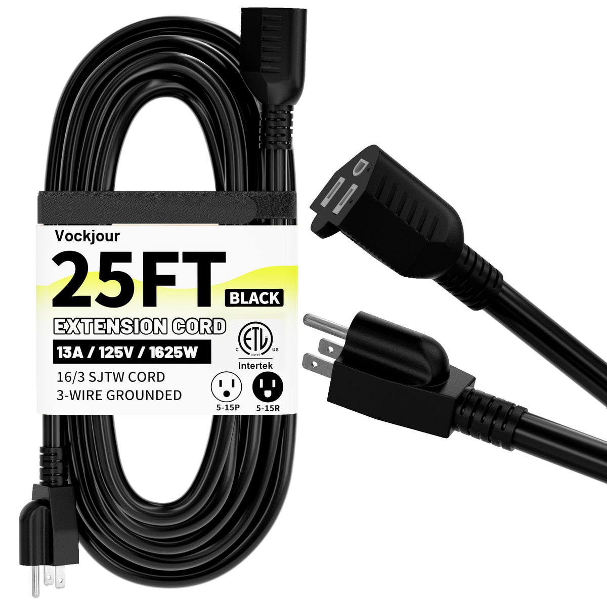 Vockjour 16/3 White Indoor Outdoor Extension Cord 35 Ft Waterproof