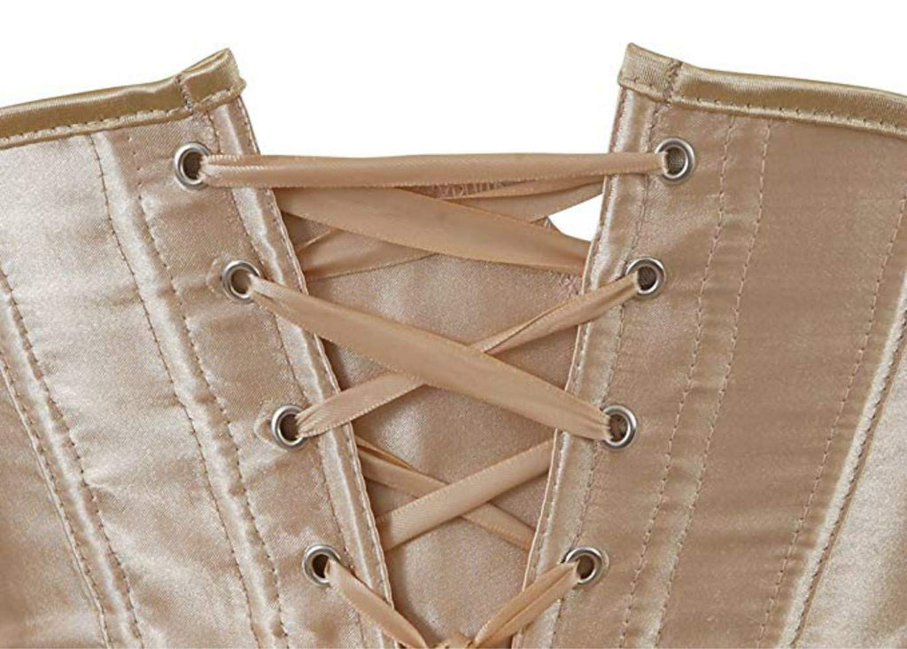 Kelvry Women's Satin Waist Cincher Lace up Boned Bustier Underbust Corset