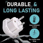 EU Travel Adapter - UK to European Plug Adapter - Travel Plug adaptor Converter Type C, E, F (White)