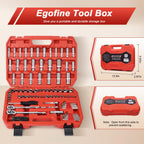 Egofine 46 Pieces 1/4 inch Drive Socket Ratchet Wrench Set, with Bit Socket Set Metric and Extension Bar for Auto Repairing and Household, with Storage Case