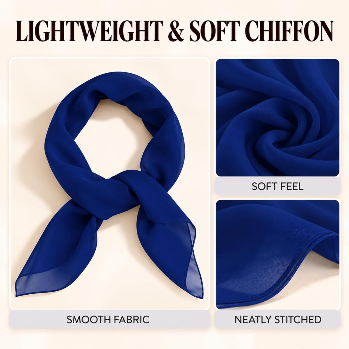 WESTEND CHOICE Square Chiffon Scarves Women's Neck Scarf 50s Retro Bandana