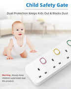 Mscien Extension Lead with USB Slots, 4 Way 3 USB Extension Socket with Individual Switches, Mountable Overload Protection Power Strips, 1.8 Meter Cable, 13A/3250W