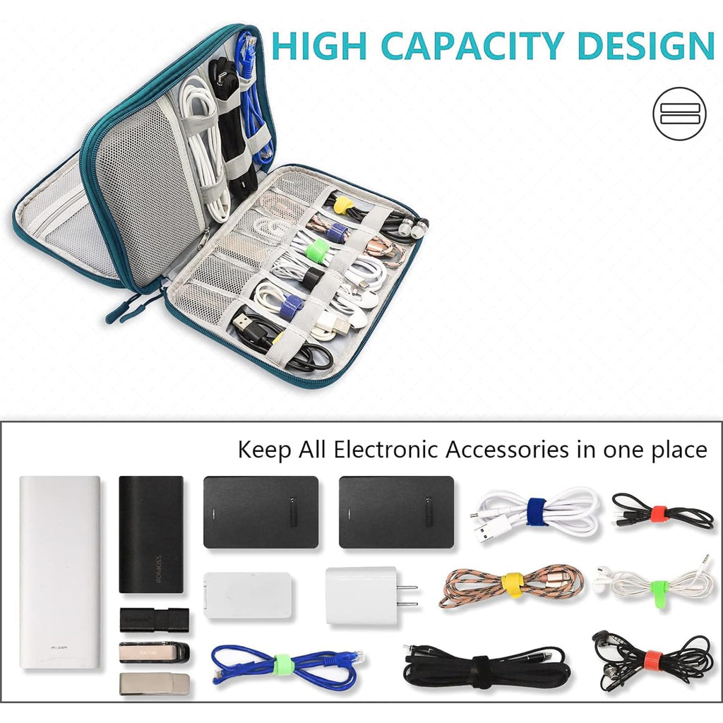 Teskyer Travel Cable Organiser Bag, Travel Essential, Dark Green
