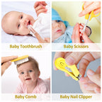 Qunlions life Baby Healthcare and Grooming Kit, Infant Safety Care Set with Hair Brush Comb Nail Clipper, Baby Essentials Kit for Newborn Girls Boys (Green 14 in 1）