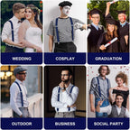 Aomig Mens Braces, Mens Suspenders with Strong Metal Clips, 3.5cm Wide Heavy Duty Suspenders for Men Women Business Wedding Casual