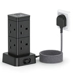 3M Tower Extension Lead with 2 USB C Slots, 8 Way Outlets Power Strip, 10Ft