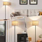 Ambimall Floor Lamp for Living Room with Smart Light Bulb, RGB + Stepless Dimmable Colors Temperature & Brightness(White Shade & Black Pole)