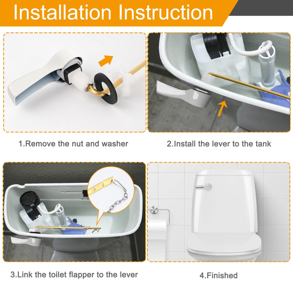 Hibbent Universal Metal Front Mount Toilet Handle Replacement Kit