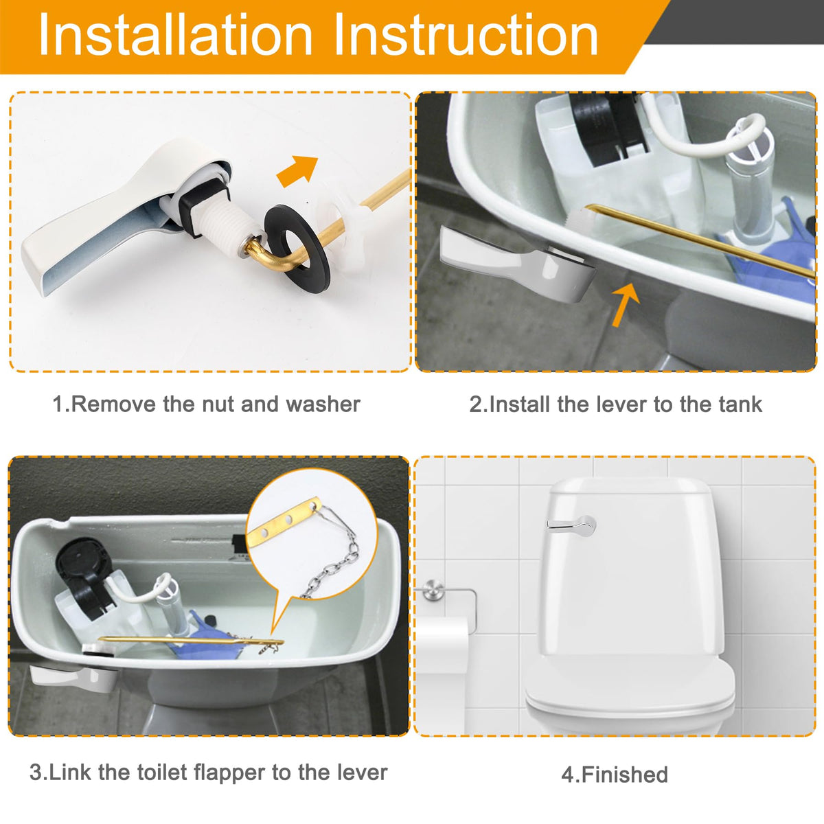 Hibbent Universal Metal Front Mount Toilet Handle Replacement Kit