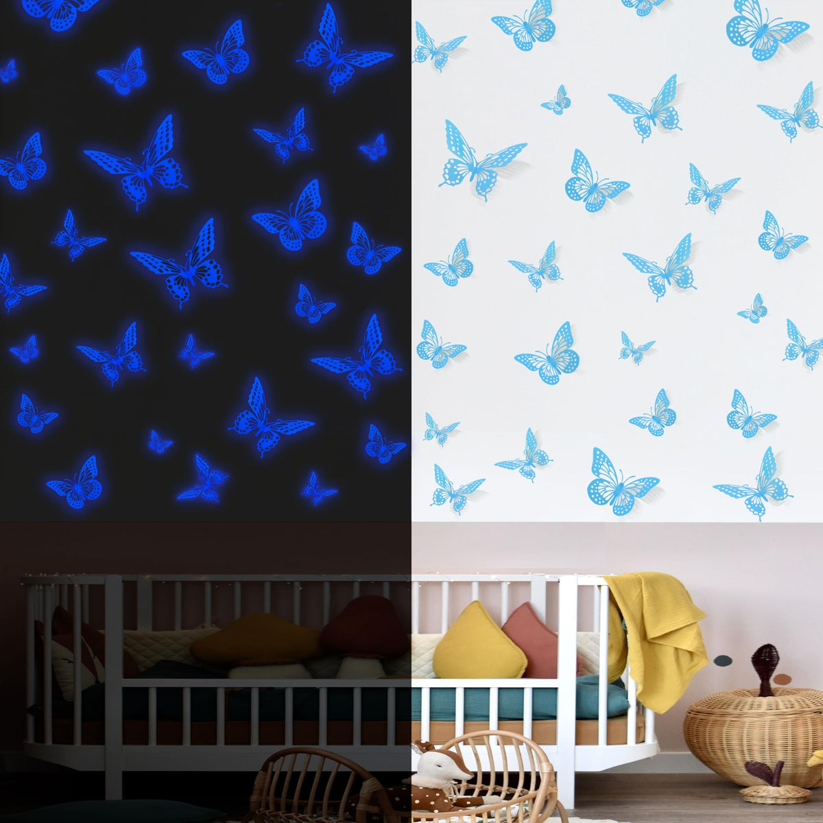 SAOROPEB 3D Butterfly Wall Decor 48 Pcs Gold Butterfly Birthday Decorations