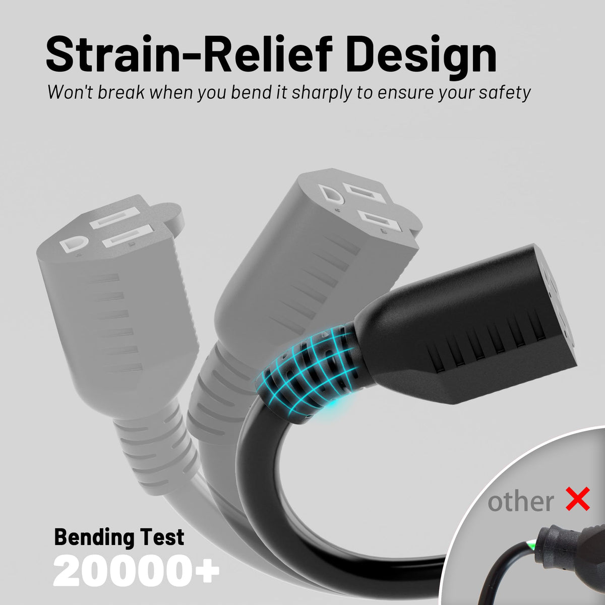Vockjour 16/3 White Indoor Outdoor Extension Cord 35 Ft Waterproof