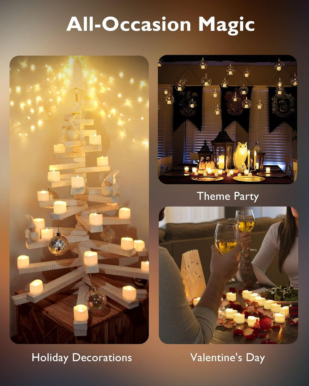 Homemory 24-Pack Flameless Tea Lights Candles Battery Operated, 200+ Hours
