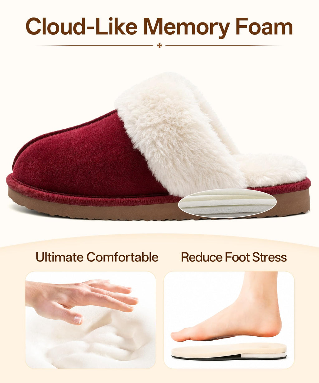 Litfun Women's Fluffy Memory Foam Slippers House Shoes Indoor