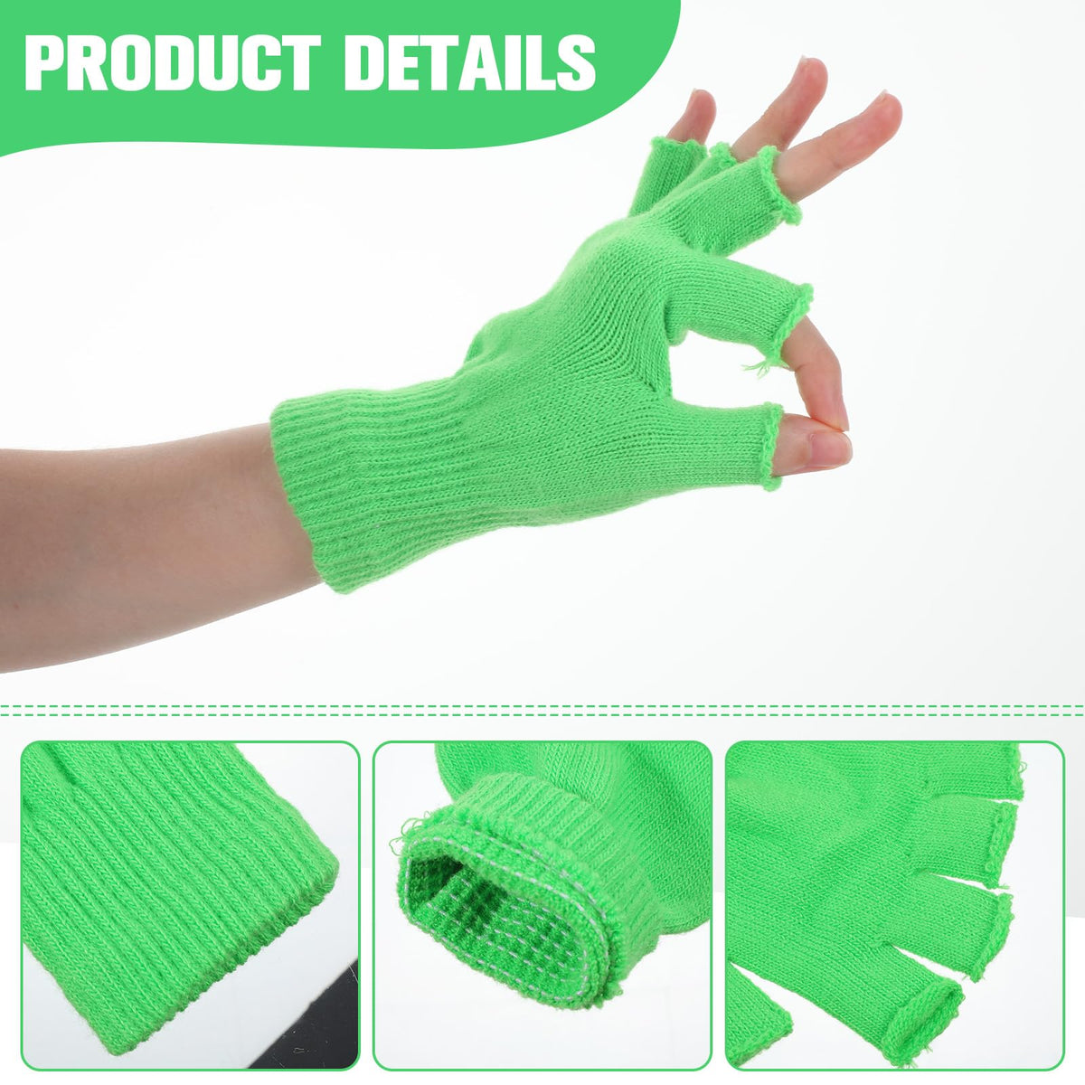 Grevosea 2 Pair Fingerless Warm Gloves - Winter Half Finger Gloves Thickened Knit Touchscreen Stretchy Mittens for Men Women