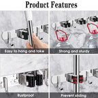 AceMining Broom Holder Wall Mount, 5 Racks 4 Hooks Heavy Duty Mop Organizer