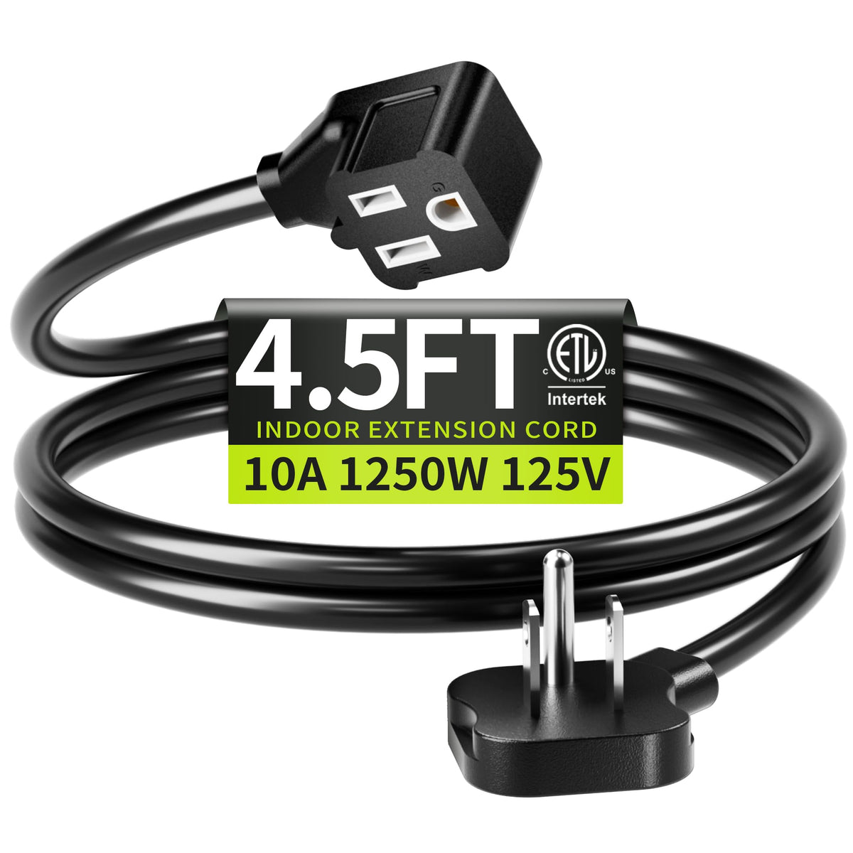 16/3 Black Extension Cord 6 FT Indoor, Short Extension Cord