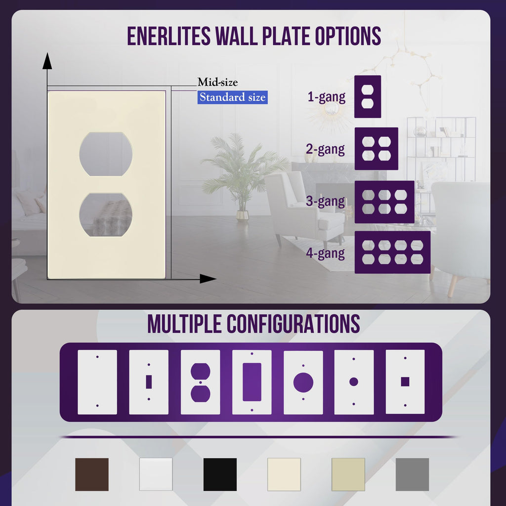 ENERLITES 10 Pack Outlet Covers Wall Plate for Duplex Receptacle, White