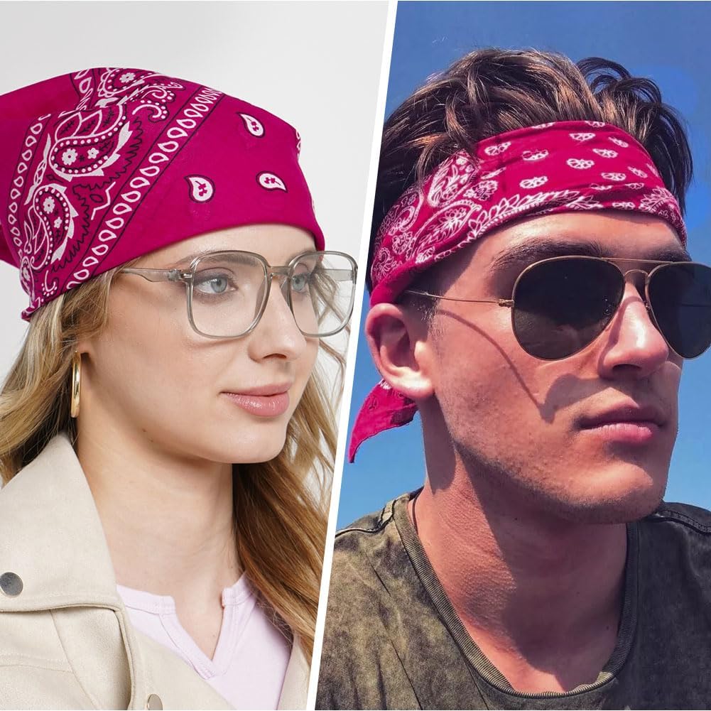 Aomig Bandana Head Scarf for Men and Women, Stylish Cowboy Headband Handkerchief, Multi-purpose Hair Scarf Paisley Print Unisex Headwraps, Bib Party Face Covering Headwear for Motorcycling