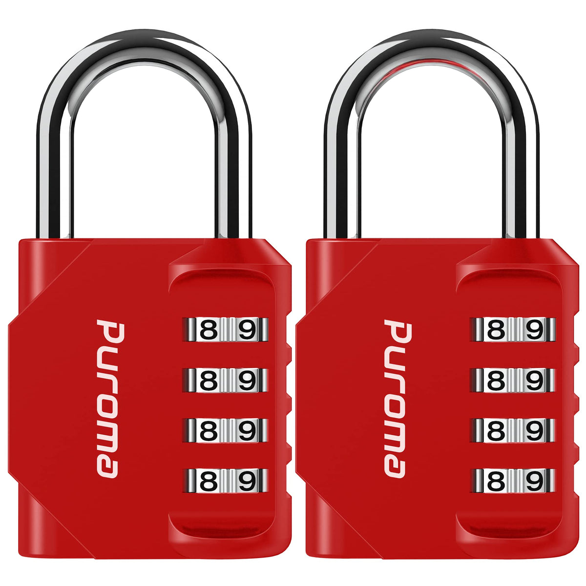 Puroma 2 Combination Lock Locker 4 Digits Combo Padlock Gym Silver & Black