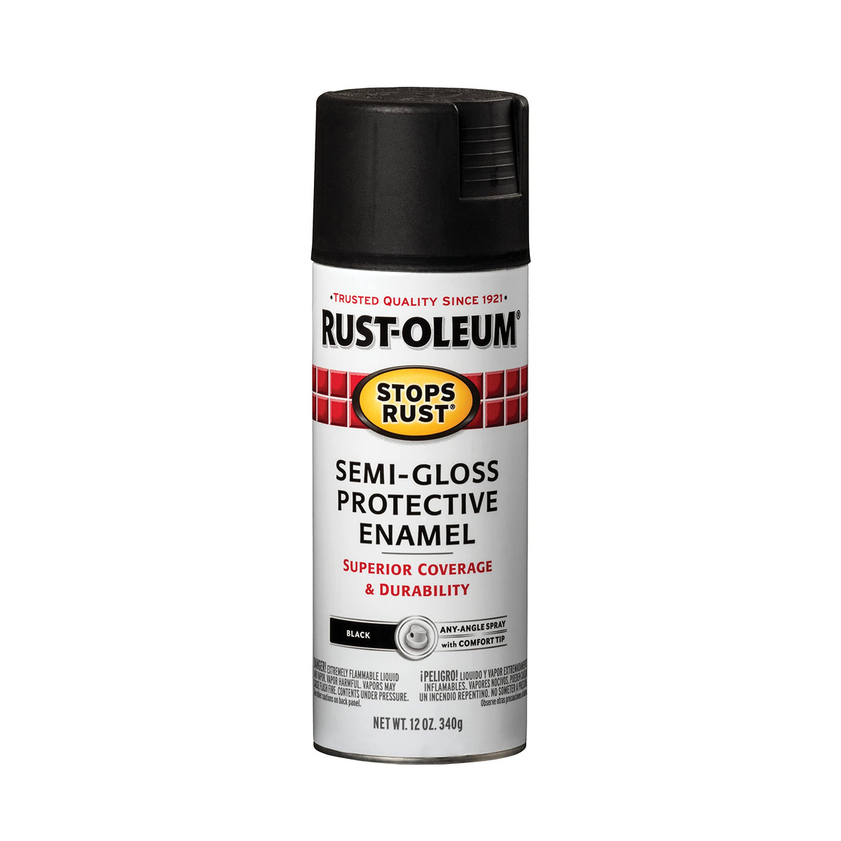 Rust-Oleum 7776830 Stops Rust Spray Paint, 12 oz, Flat Black