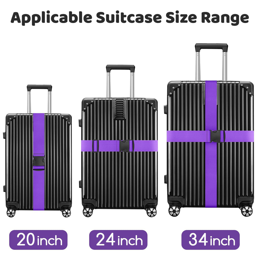 WISYOK Luggage Straps Extended, 4 Pack, 130-250cm Adjustable, Pink SkyBlue
