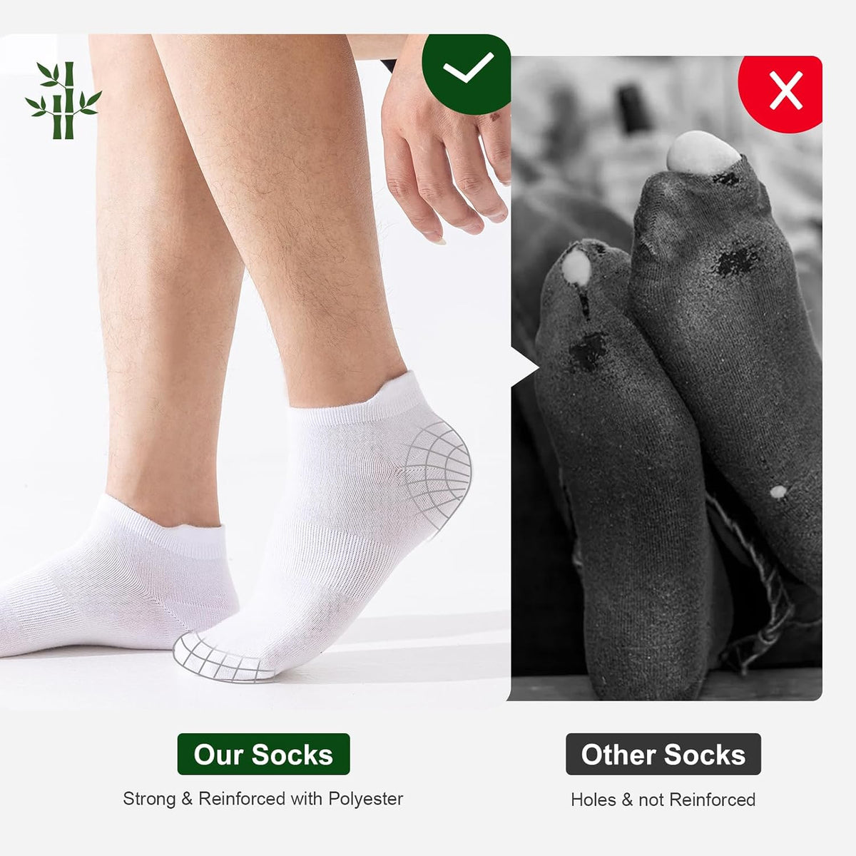 Niorasen Bamboo Trainer Socks for Men & Women, 6 Pairs, Low Cut