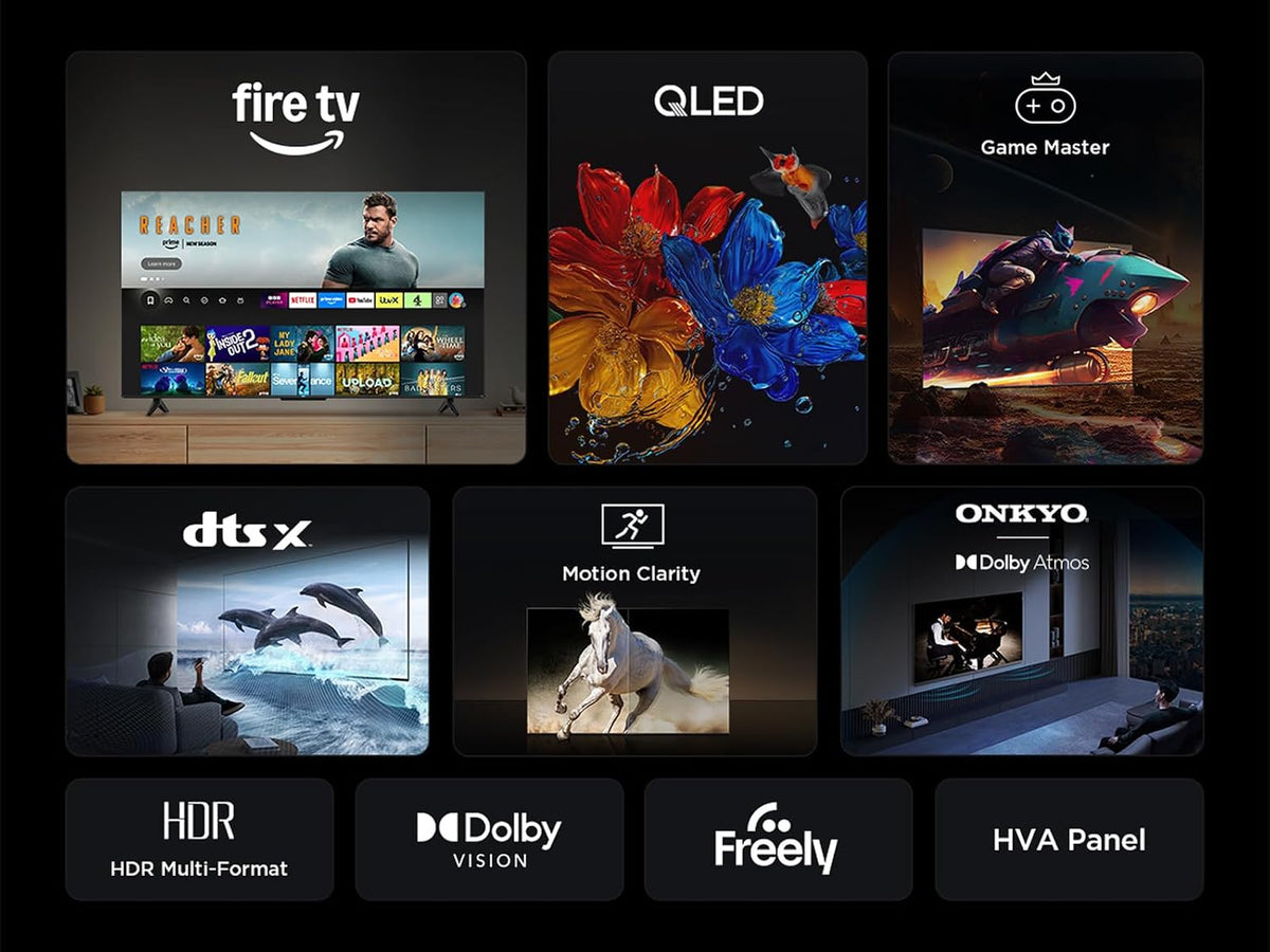TCL 43T6C-UK 43 Inch QLED 4K HDR TV, Fire TV (Smart TV with Dolby Vision & Atmos, HDR10+, Press & Ask Alexa