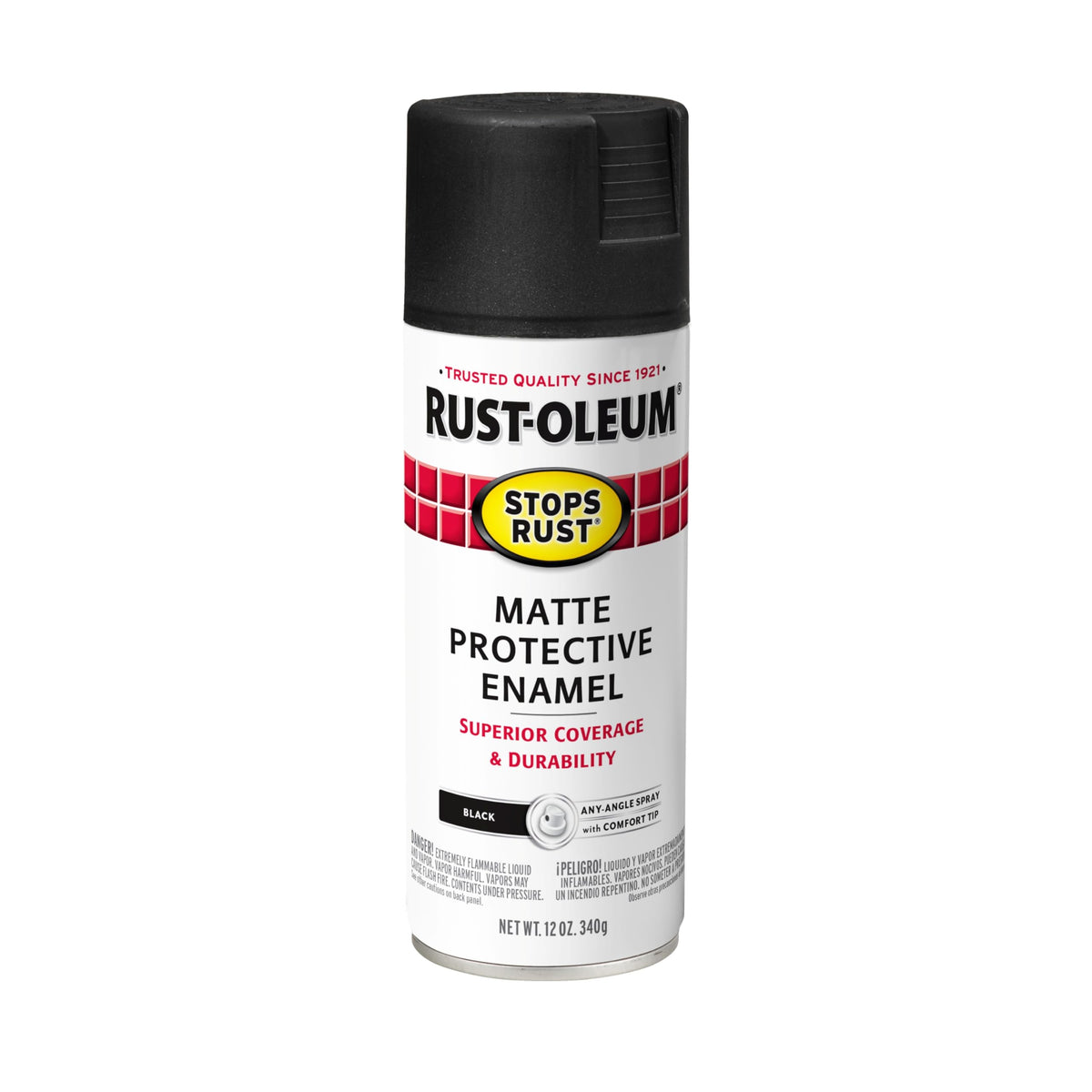 Rust-Oleum 7776830 Stops Rust Spray Paint, 12 oz, Flat Black