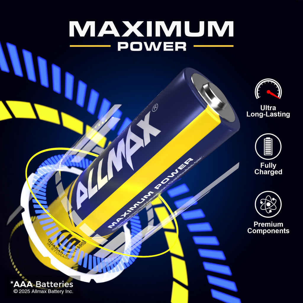 Allmax AAA (LR03) Maximum Power Alkaline Batteries (100 Count) – 1.5V