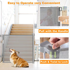 Retractable Stair Gate for Baby, Extra Wider Safety Dog Gate 150cm, 86cm Tall, One Hand Operated Baby Gate for Stairways & Hallways, Indoor & Outdoor, Grey (150cm)