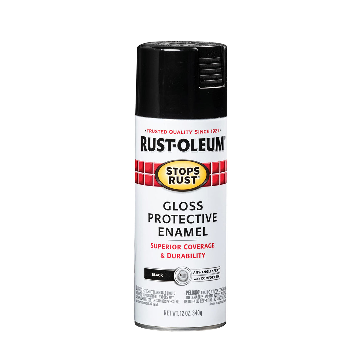 Rust-Oleum 7776830 Stops Rust Spray Paint, 12 oz, Flat Black