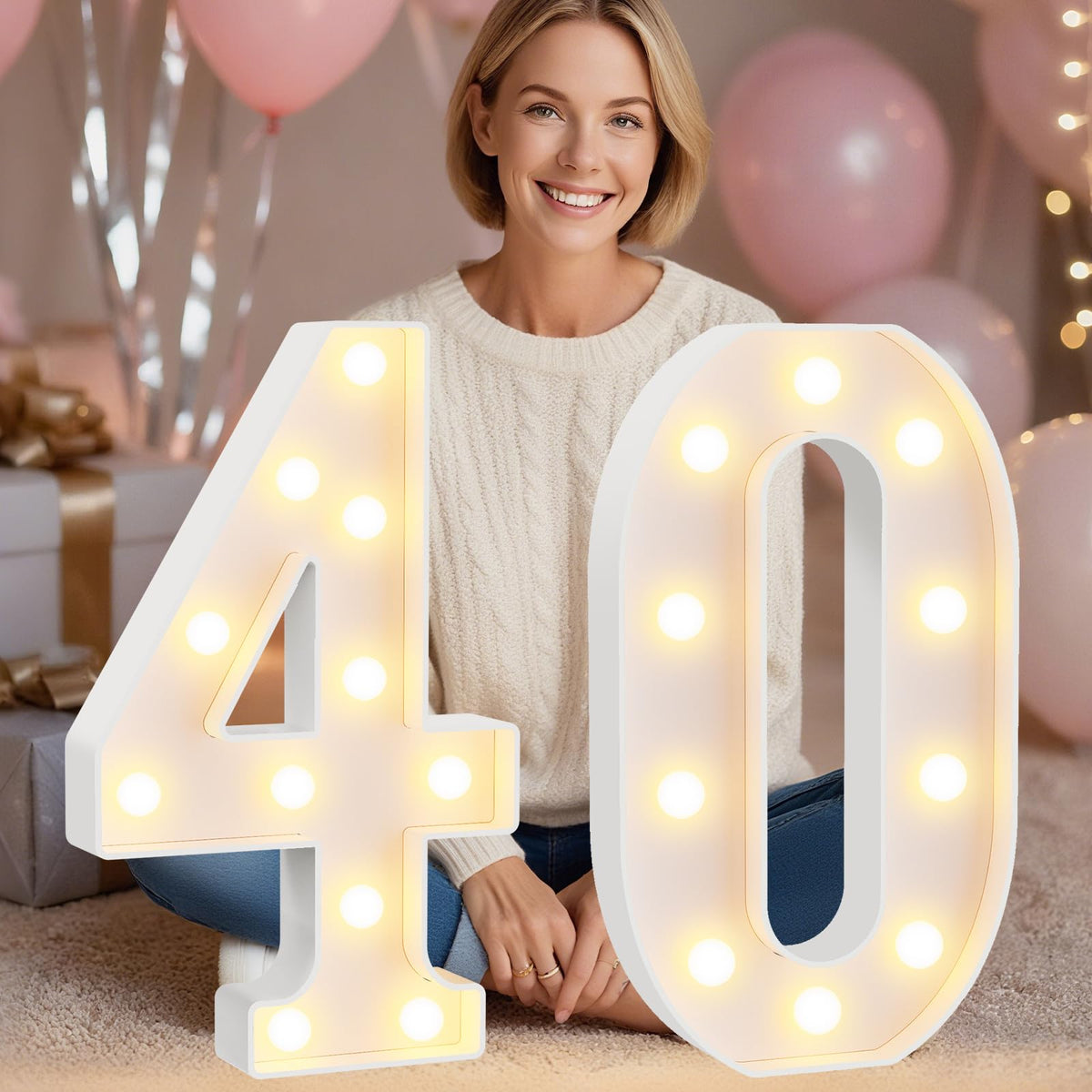 Pooqla 2.4FT Light Up Numbers, Marquee Numbers 2.4 Feet Tall Party Decor for Her Him, Mosaic Big Sign for 7th 17th 70th Birthday Anniversary Decoration Backdrop, Large Pre-Cut Frame Number 7