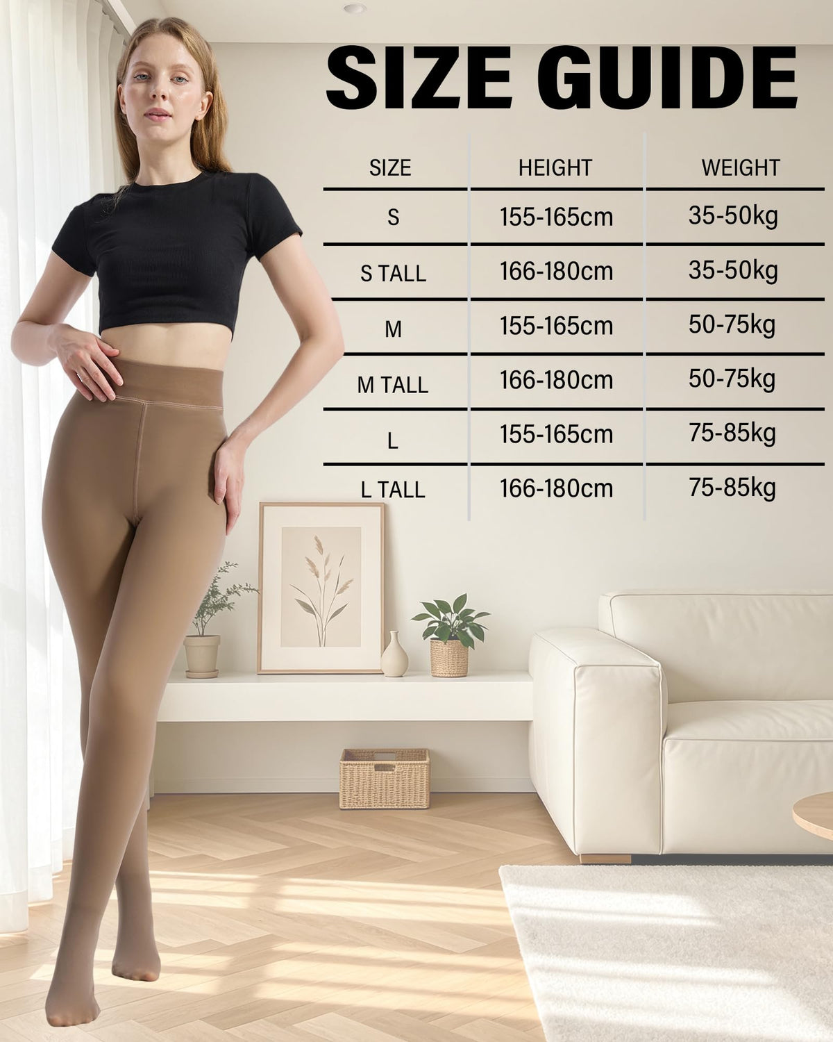 HOWIN Fleece Lined Tights Winter Thermal Tights for Women Fake Translucent