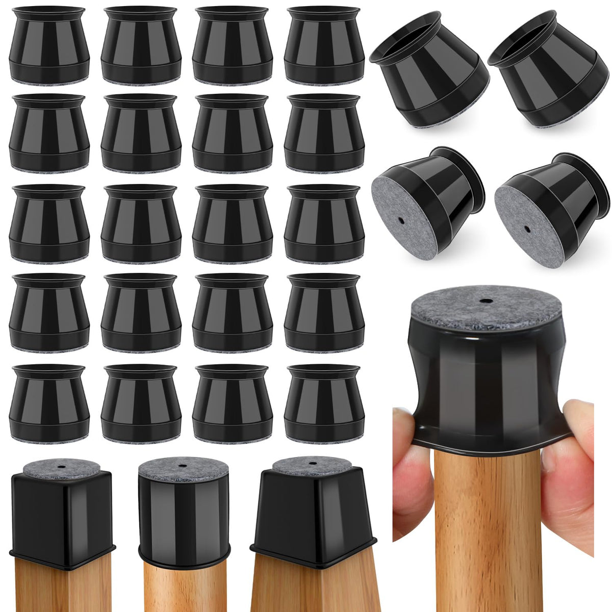 Ansible 24 Pcs Chair Leg Floor Protectors Round